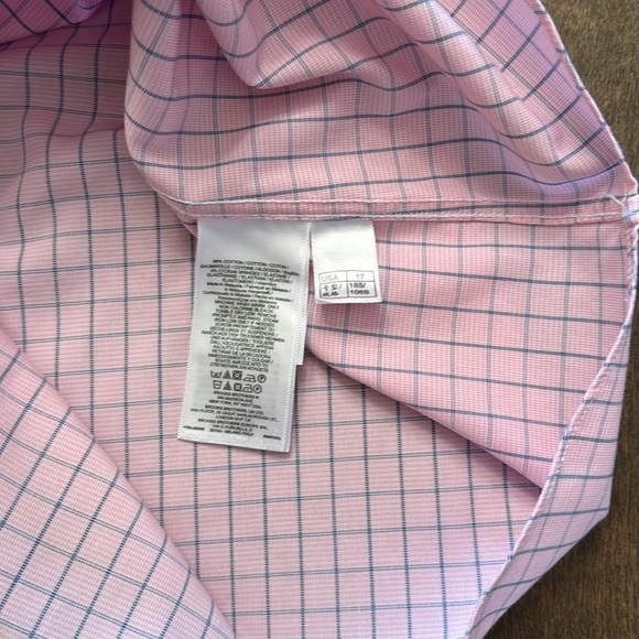 Brooks Brothers Regent Fit Men's Dress Shirt in Pink and Blue Grid Check - Picture 7 of 7